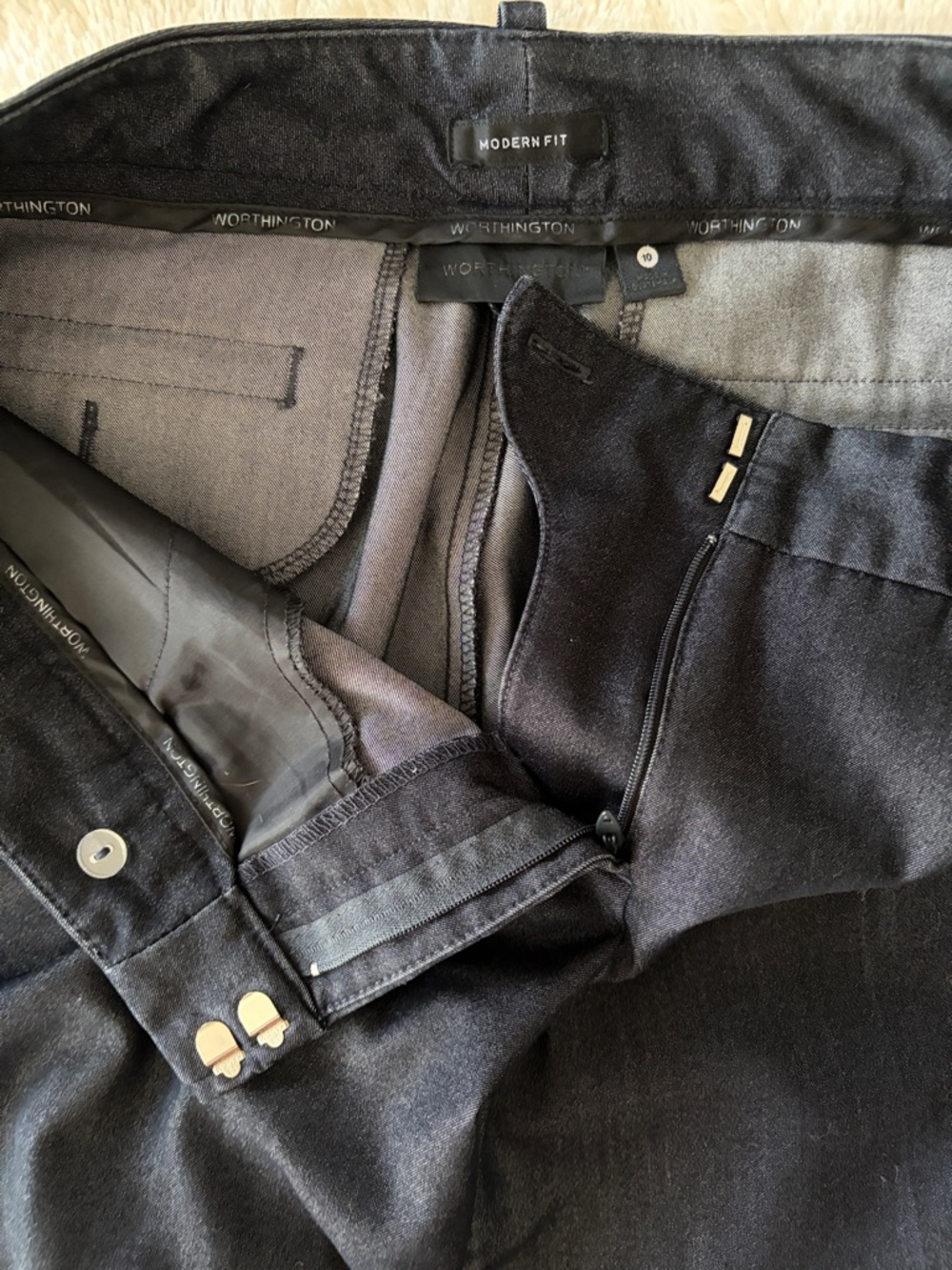 Worthington Modern Fit Dark Blue “Denim” Trousers size 10 - Picture 5 of 6